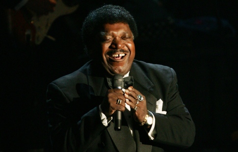 Percy Sledge performs after being inducted into the Rock and Roll Hall of Fame.